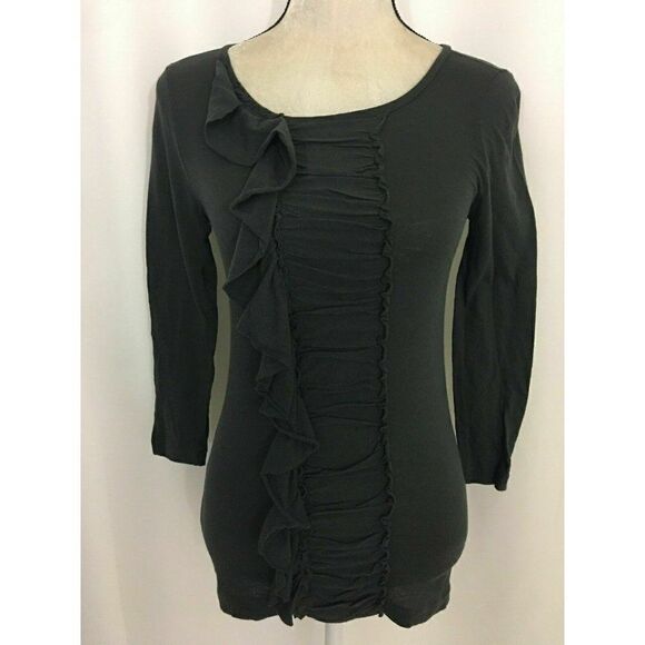 J Crew Long Sleeve Ruffle Top 100% cotton top - Picture 1 of 6